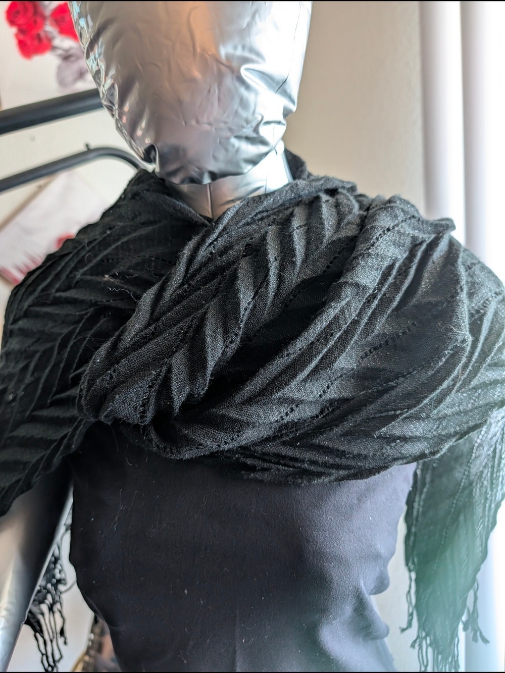 ❤️7 for $35 : Black Chevron Pleated Scarf - Picture 7 of 11